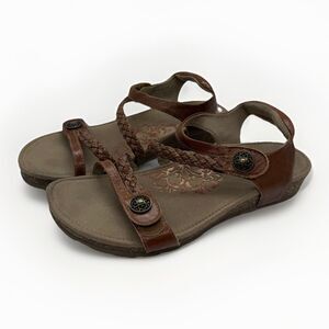 Aetrex Jillian Braided Sandals Women's Walnut Leather  Size 10.5 SC452W